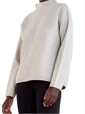 ADAY Wing It Cashmere Wool Sweater Small Heathered Cream